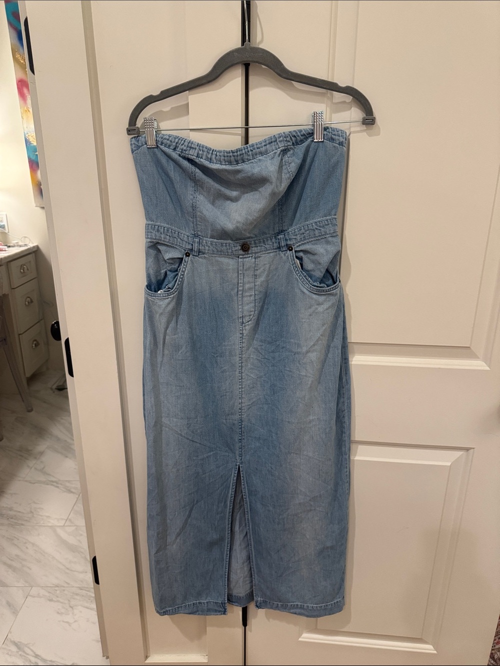 Free People Light Blue Denim Midi Dress